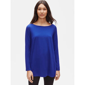 NWOT Eileen Fisher Fine Jersey Bateau Neck TunicStraight Royal Blue Lyocell XS